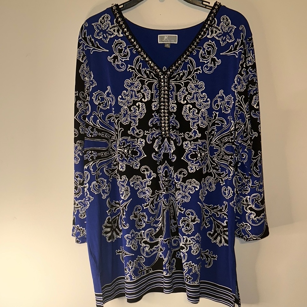 Blue and Black studded Patterned Women's Tunic